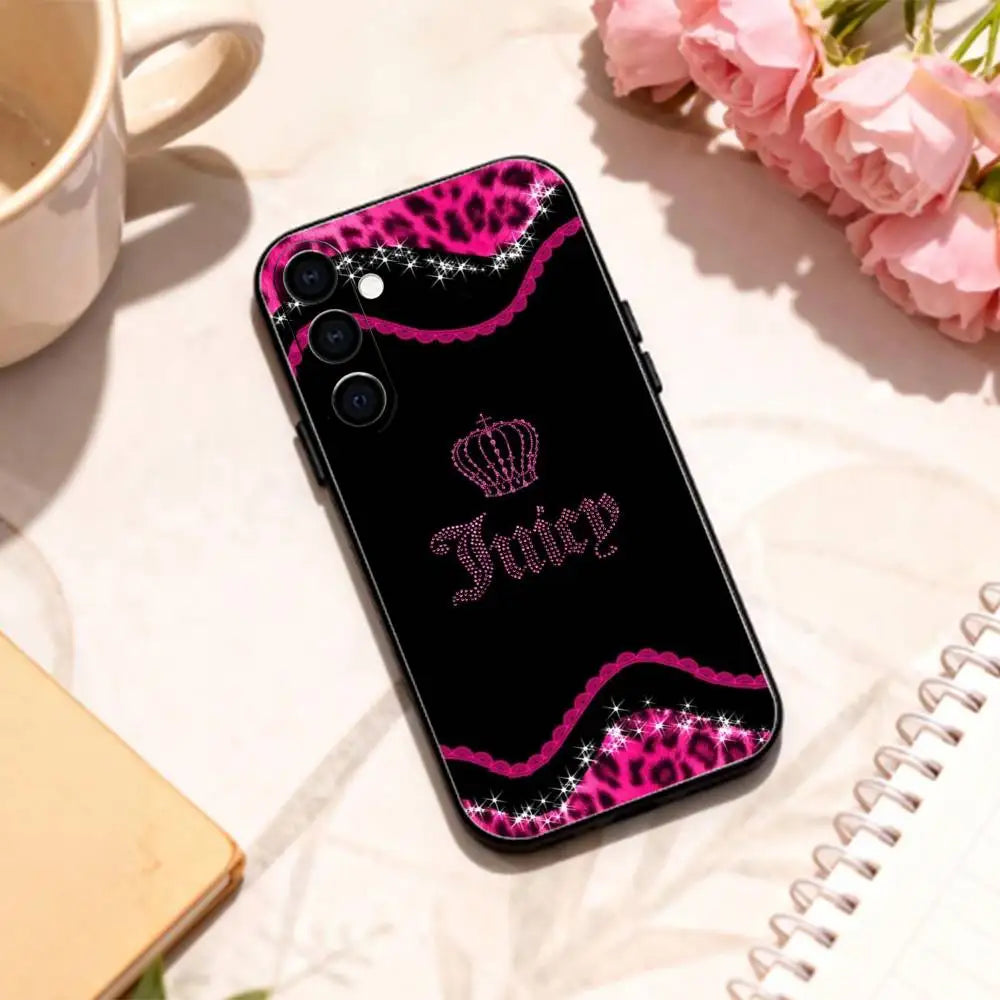 J-Juicy C-Couture L-Leopard  phone Case For Samsung Galaxy A73,A72,A71,A70,A53,A52,A51,Others Soft Black Shell