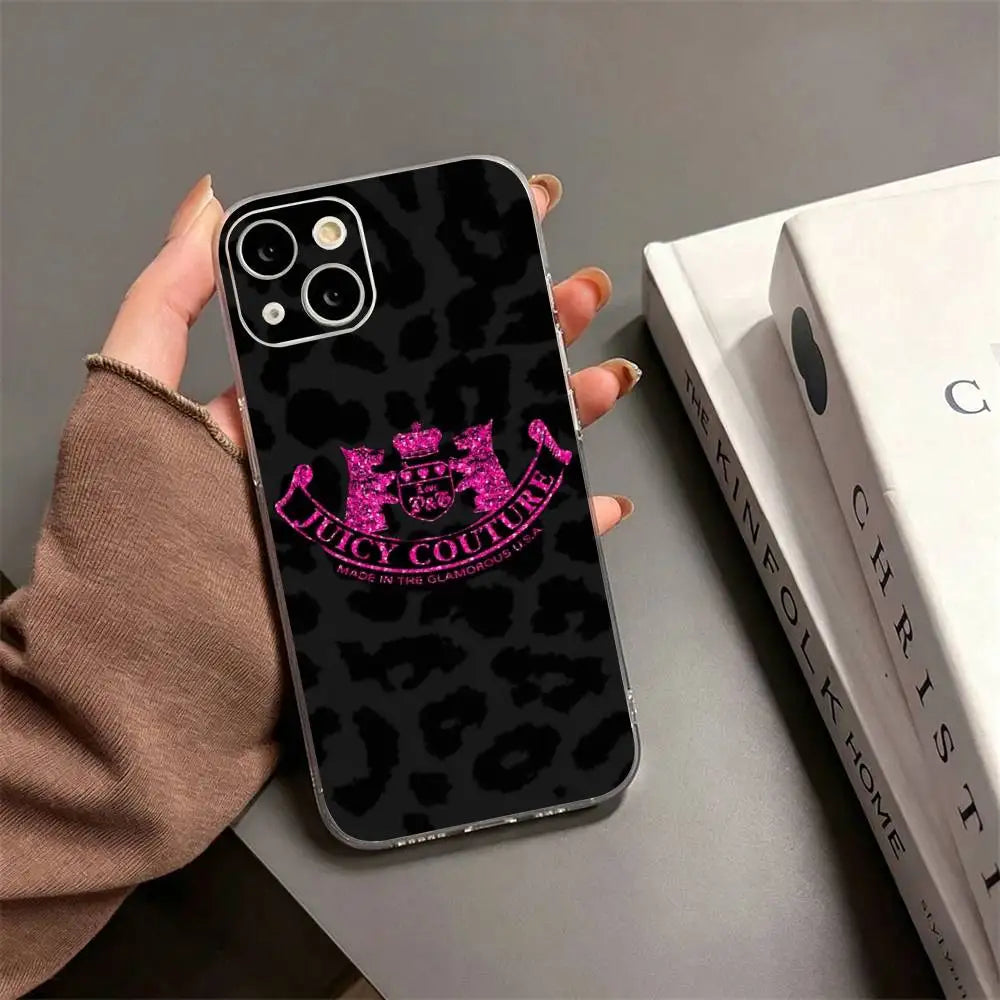 Y2K Vintage J-Juicy Couture   Phone Case For iPhone17,16,15,14,13,12,11 Plus,Pro Max Soft Transparent Cover