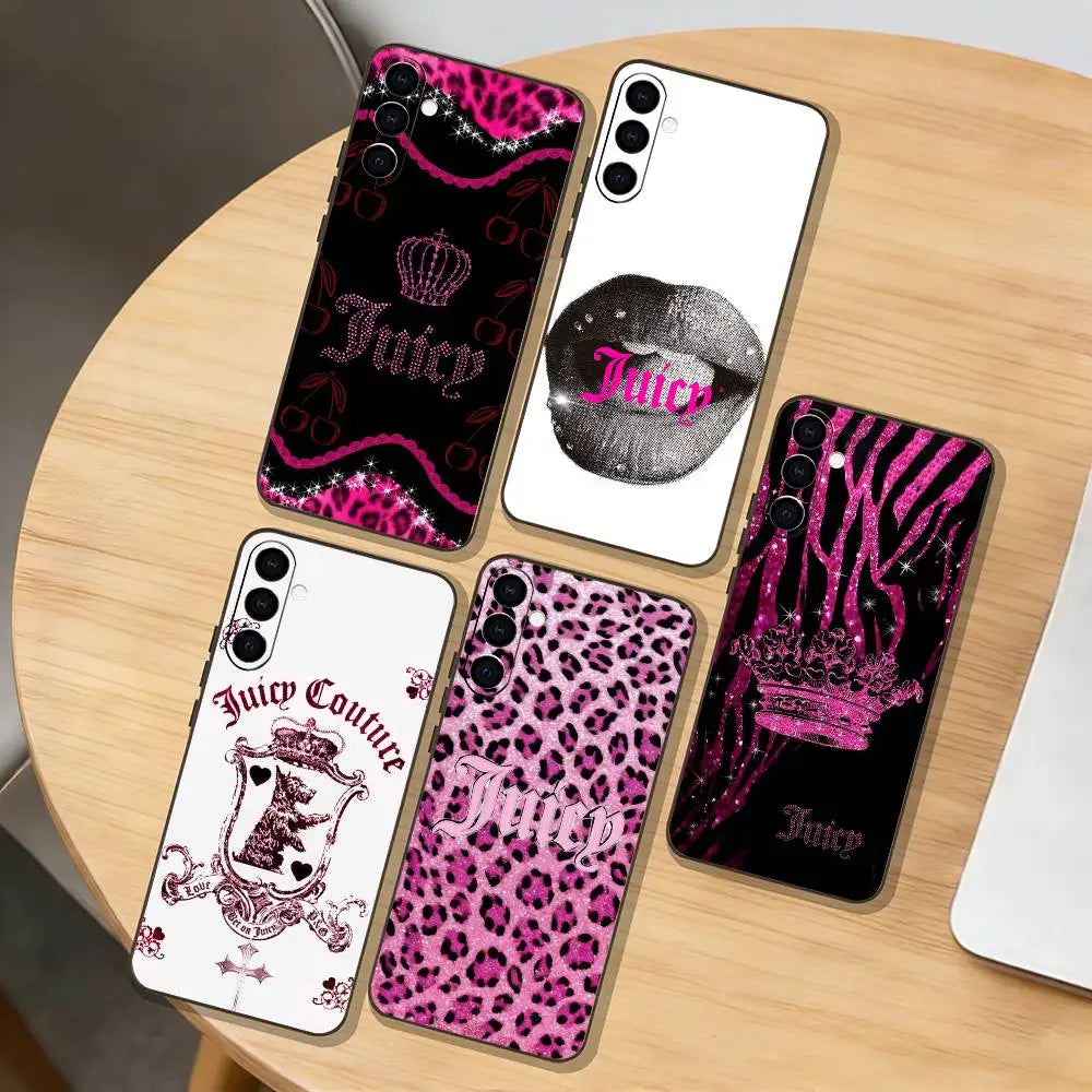 Juicy c-Couture   Phone Case For Samsung Galaxy A73,A72,A71,A70,A53,A52,A51,Others Soft Black Cover