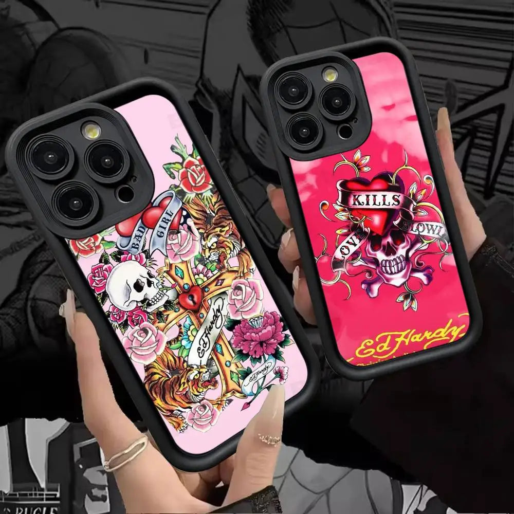 Fashion E-Ed H-Hardy Phone Case For IPhone 11 12 13 16 15 17 14 Pro Max Soft Funda Silicone Cover