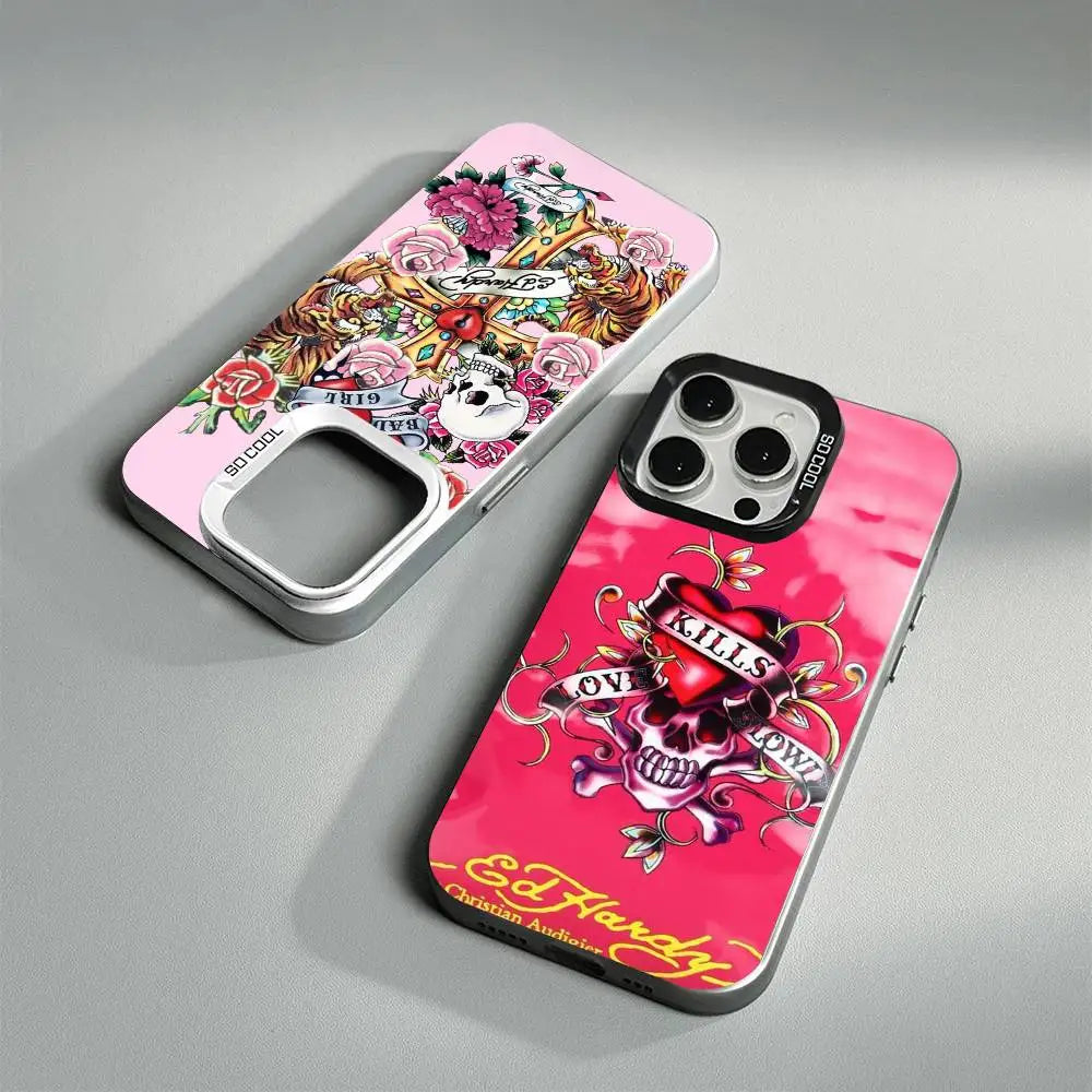 Fashion E-Ed H-Hardy Phone Case Color Silver Shell For LPhone 17 16 16e 15 14 13 12 11 Pro Max Plus