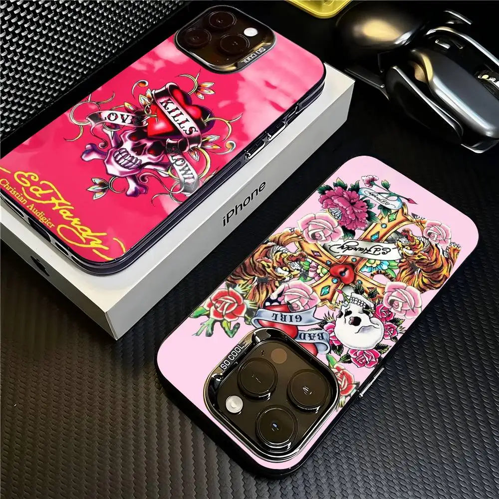 Fashion E-Ed H-Hardy Phone Case Color Silver Shell For LPhone 17 16 16e 15 14 13 12 11 Pro Max Plus