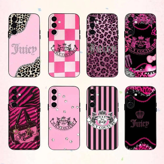 J-Juicy C-Couture L-Leopard  phone Case For Samsung Galaxy A73,A72,A71,A70,A53,A52,A51,Others Soft Black Shell