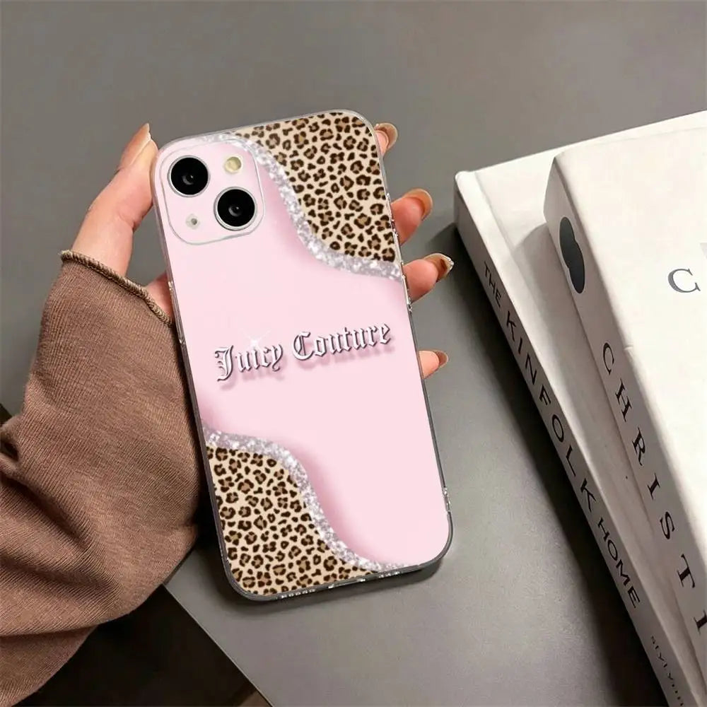 Y2K Vintage J-Juicy Couture   Phone Case For iPhone17,16,15,14,13,12,11 Plus,Pro Max Soft Transparent Cover
