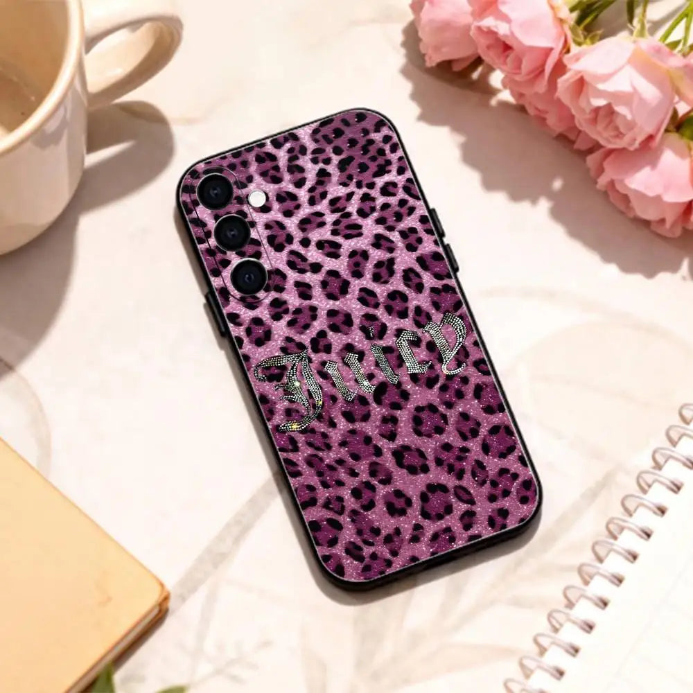 J-Juicy C-Couture L-Leopard  phone Case For Samsung Galaxy A73,A72,A71,A70,A53,A52,A51,Others Soft Black Shell