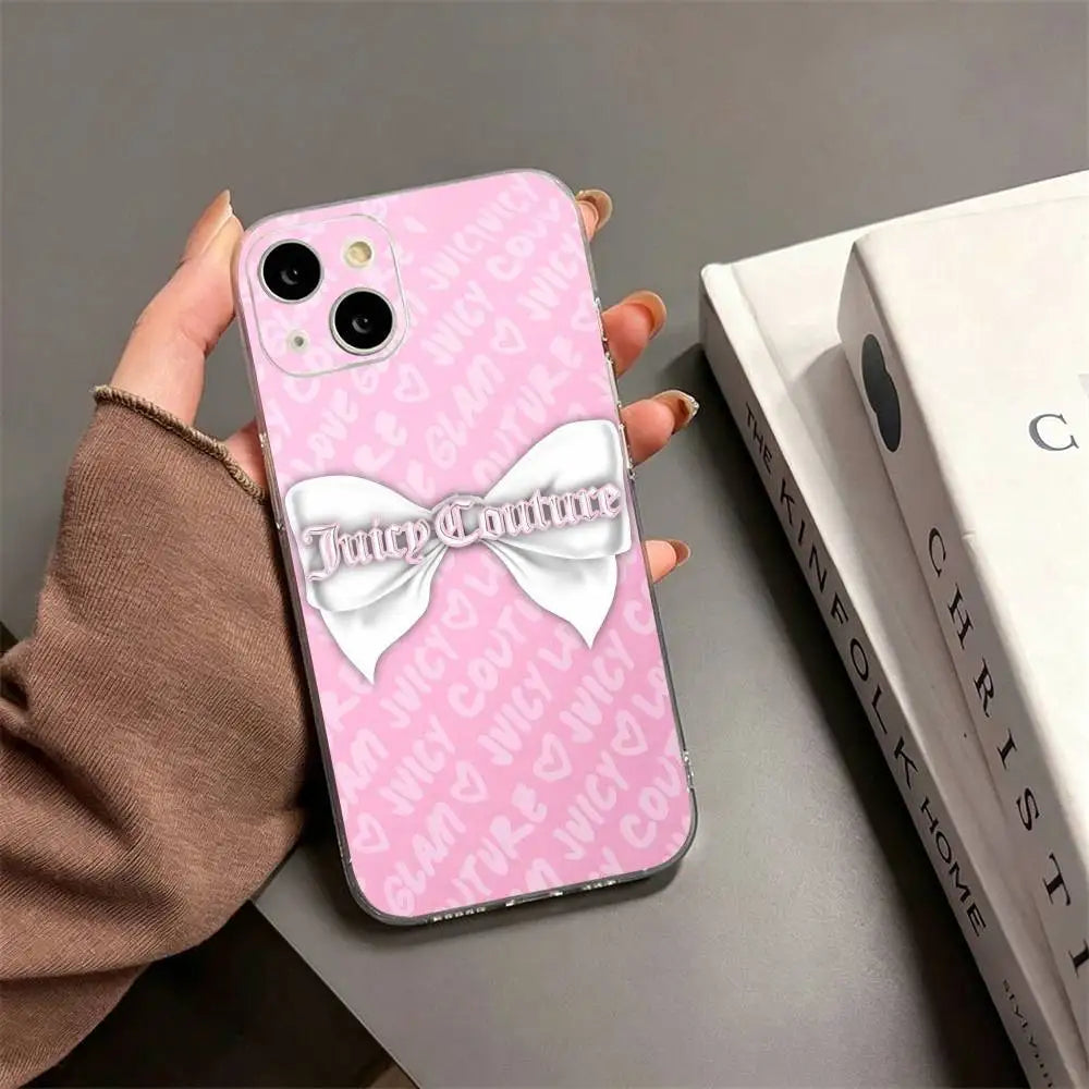 Y2K Vintage J-Juicy Couture   Phone Case For iPhone17,16,15,14,13,12,11 Plus,Pro Max Soft Transparent Cover