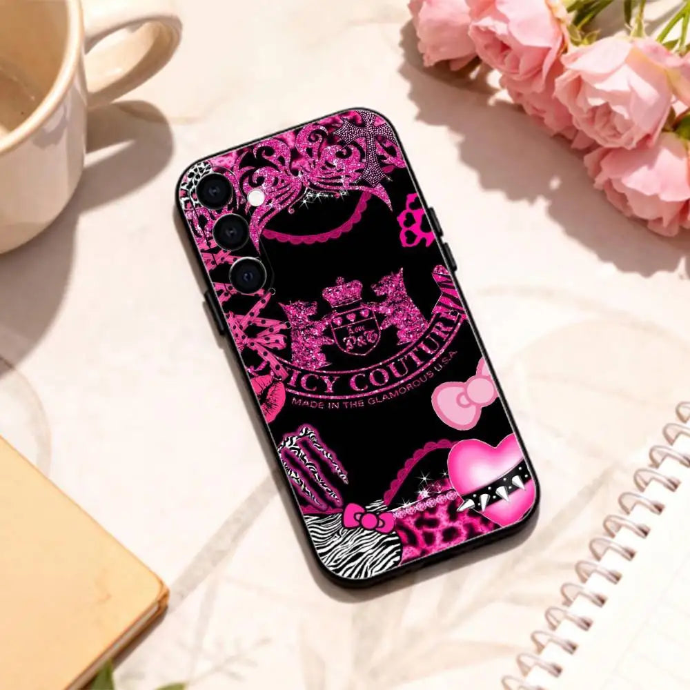 J-Juicy C-Couture L-Leopard  phone Case For Samsung Galaxy A73,A72,A71,A70,A53,A52,A51,Others Soft Black Shell